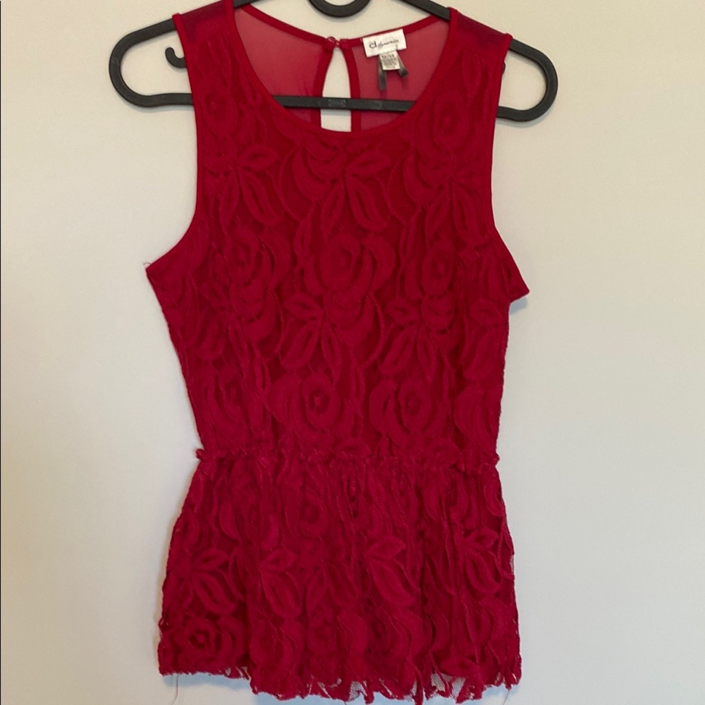 Charming Red Lace Sleeveless Top